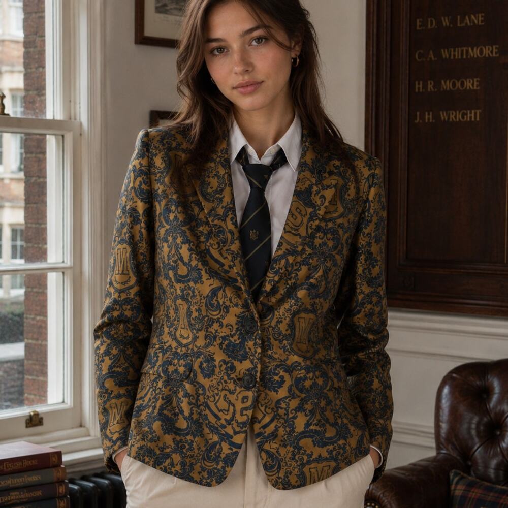 Vintage Y2K Scotch Soda Jacquard Blazer Small University Jacket Coat Ivy League